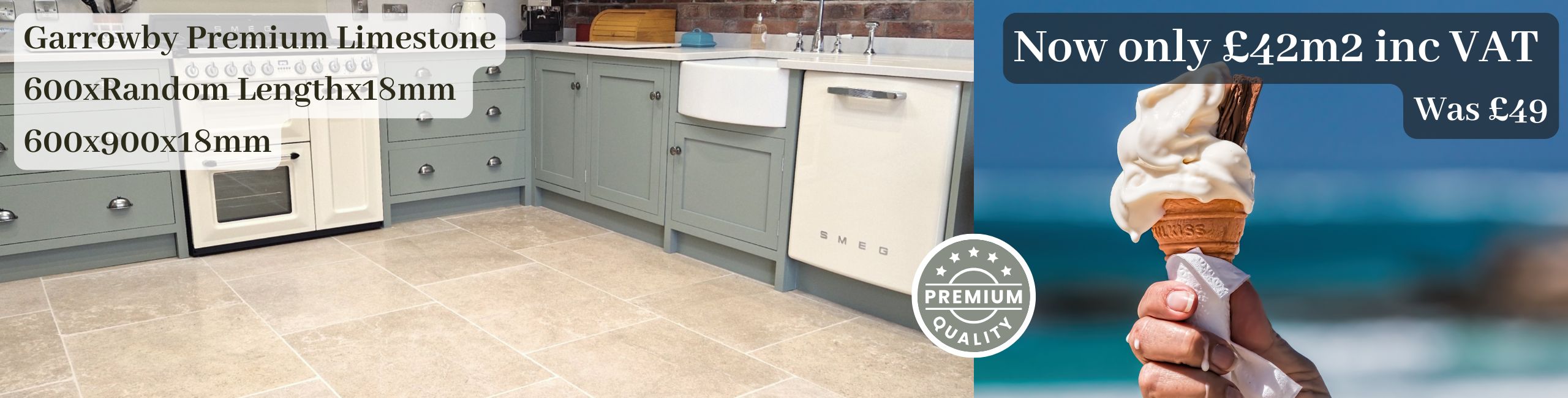 Spring Sale Banner. Garrowby Limestone. Now £42 per square metre