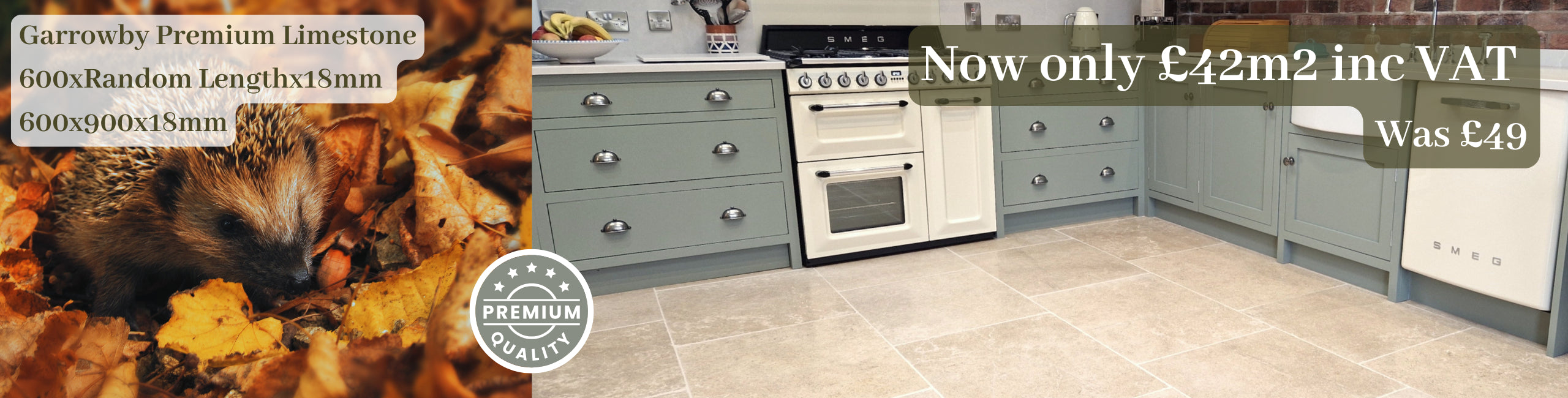 Spring Sale Banner. Garrowby Limestone. Now £42 per square metre