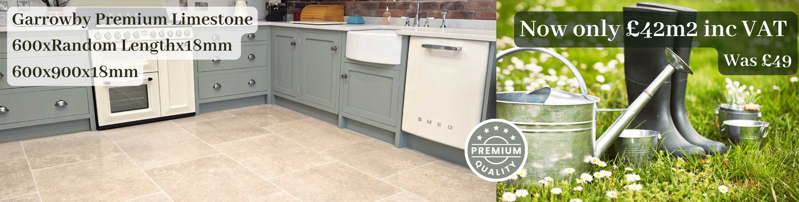 Spring Sale Banner. Garrowby Limestone. Now £42 per square metre