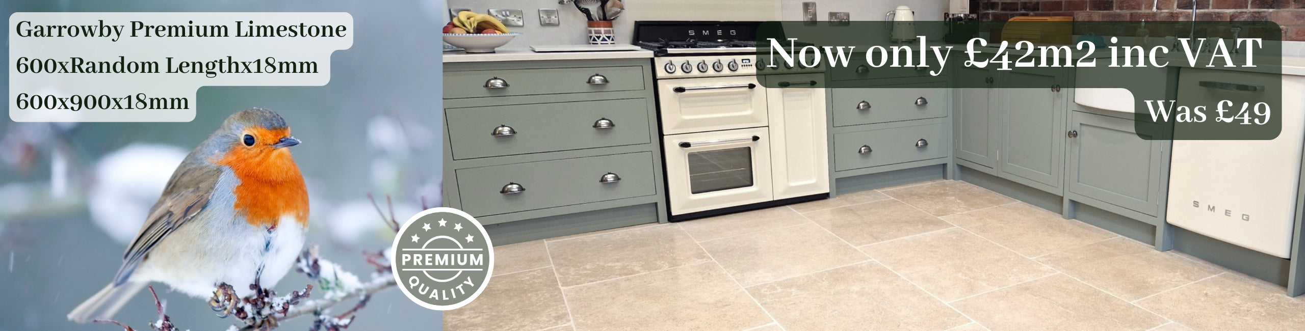 Spring Sale Banner. Garrowby Limestone. Now £42 per square metre