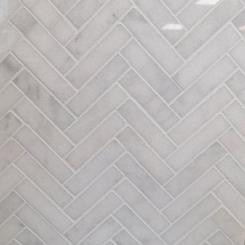 Natural Stone Online - Marble Citadel Bianco Herringbone Mosaic - Polished